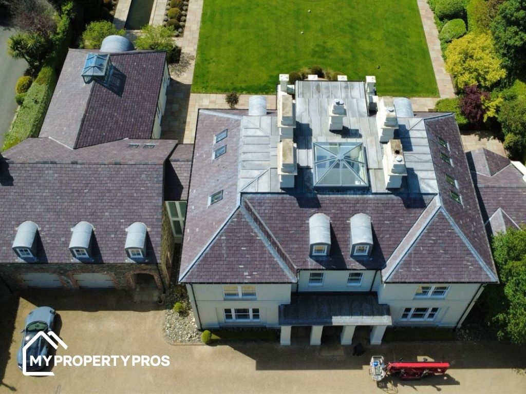 Aerial view of the same roof after cleaning